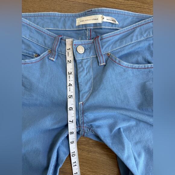 Isabel Marant Étoile Blue Slim-Fit Jeans With Red Stitching - Size FR 38 (US 6) - Picture 10 of 11